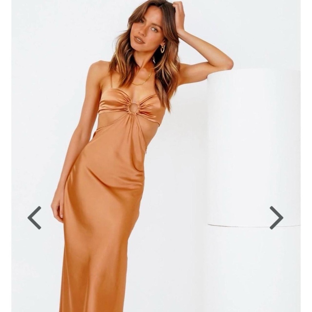 Verge Girl Satin Midi Dress Burnt Orange